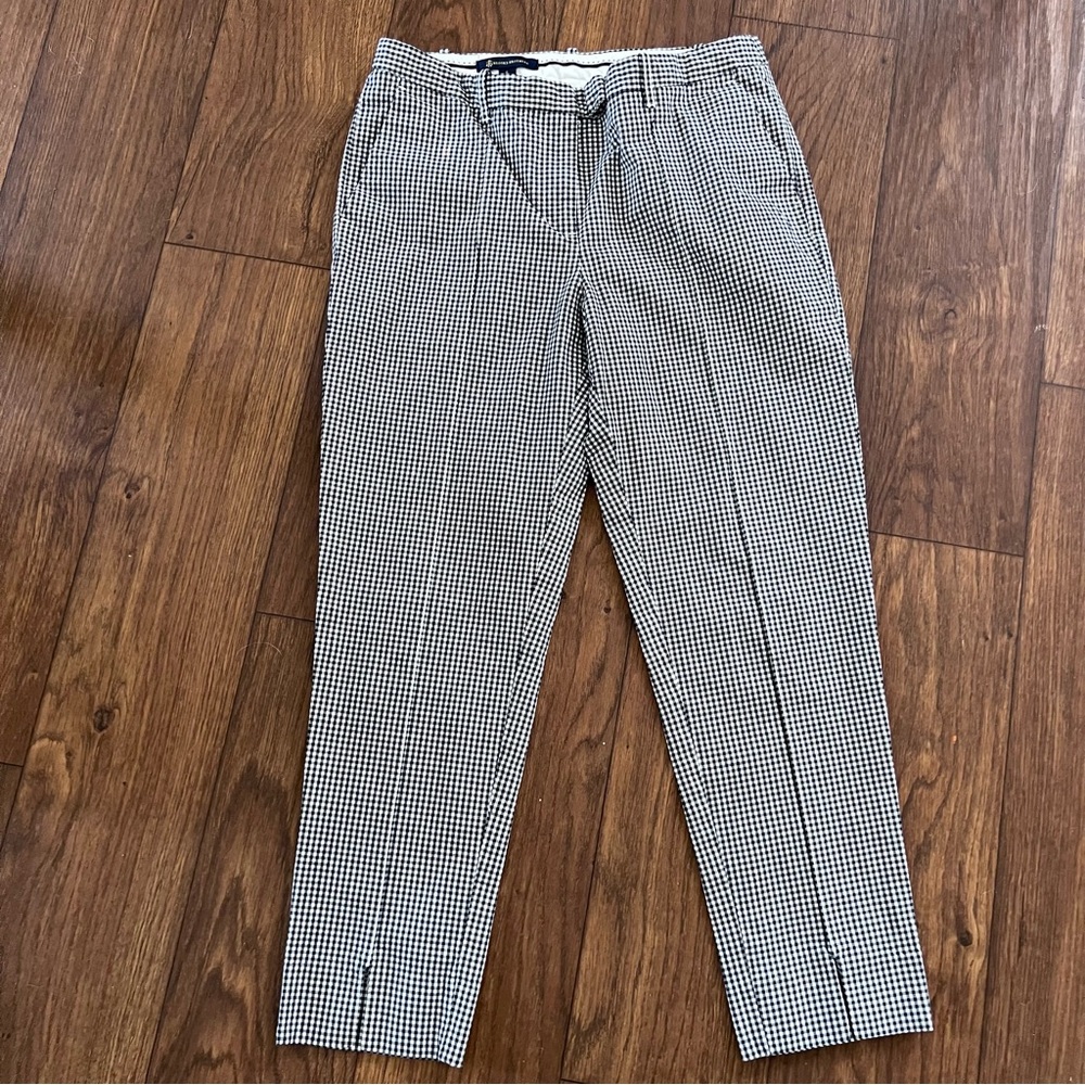BROOKS BROTHERS BLACK AND WHITE CHECKERED COTTON WOMENS SLACKS PANTS SIZE 8